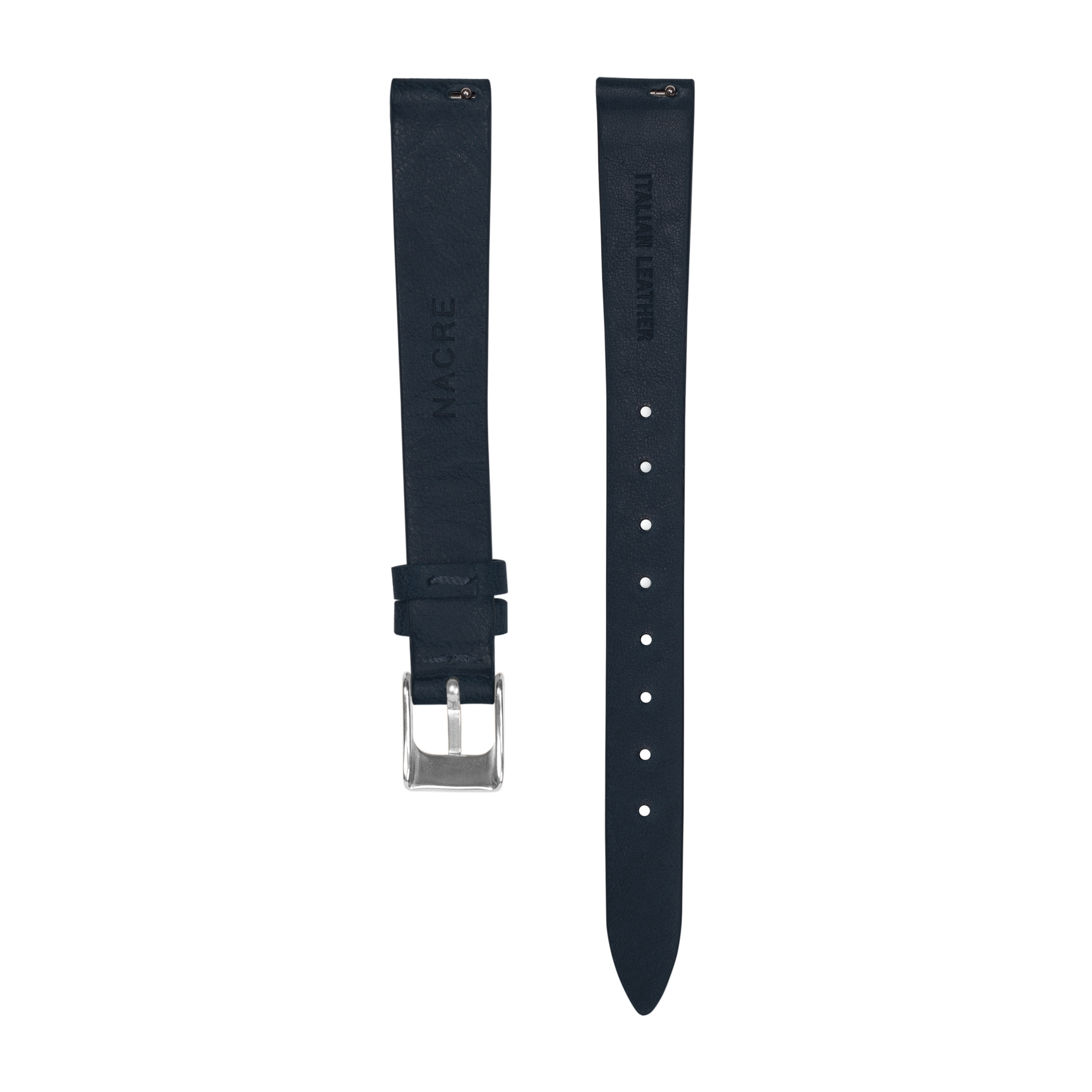 Strap - Italian Leather - Navy Leather - Stainless Steel - 12mm